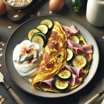 Omelette Savoureuse au Jambon et Courgettes avec Yaourt Grec et Avoine