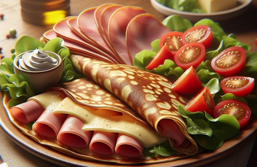 Crêpe de Sarrasin au Jambon et Fromage avec Salade de Tomates