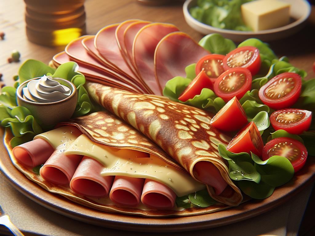 image-97 Crêpe de Sarrasin au Jambon et Fromage avec Salade de Tomates