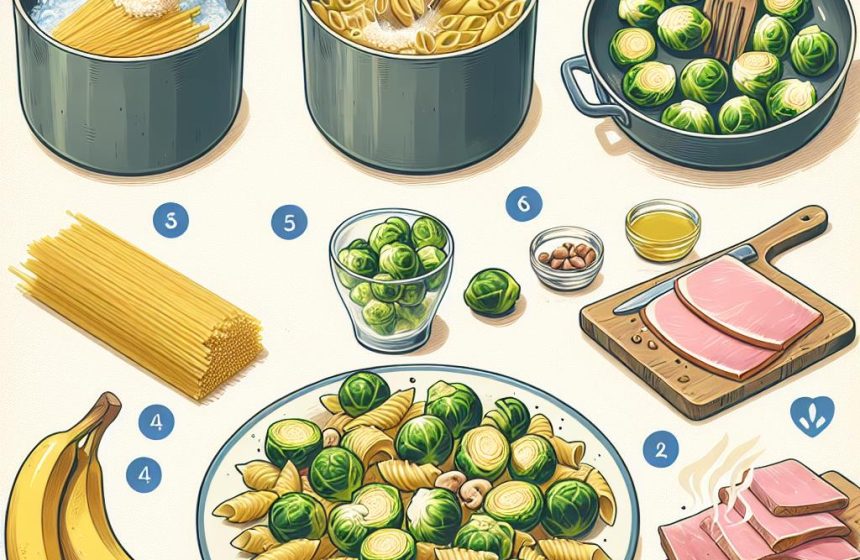 Coquillettes Complètes aux Choux de Bruxelles et Jambon