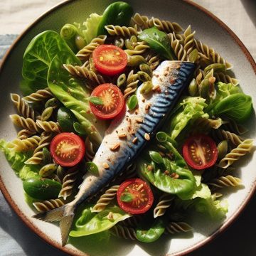 Salade de Batavia et Pâtes Complètes au Maquereau à la Tomate