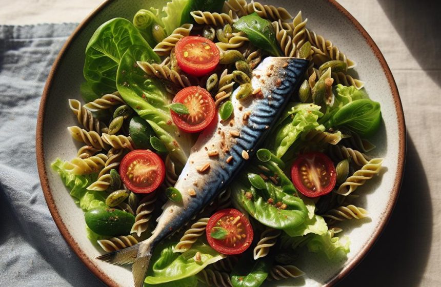 Salade de Batavia et Pâtes Complètes au Maquereau à la Tomate