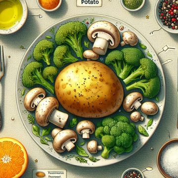 Pomme de Terre Rôtie aux Champignons et Brocolis