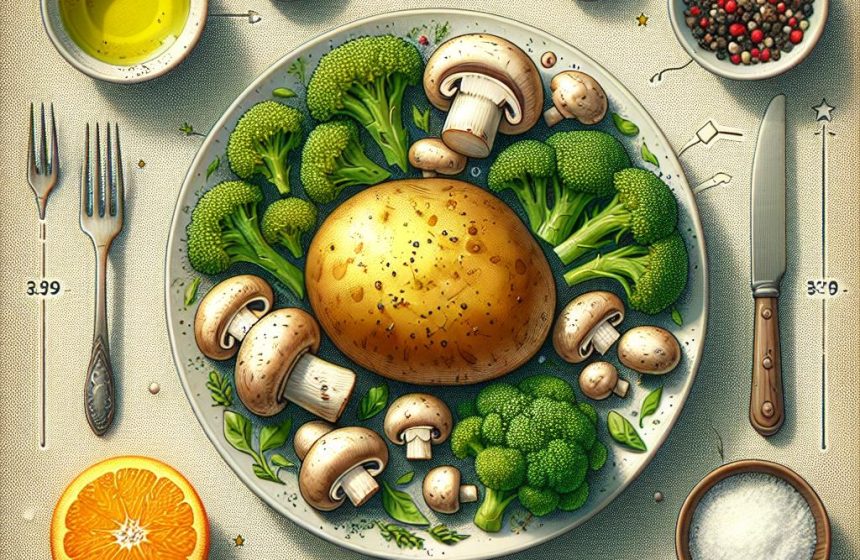 Pomme de Terre Rôtie aux Champignons et Brocolis