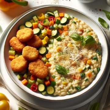 Risotto Crémeux aux Légumes et Nuggets de Poulet