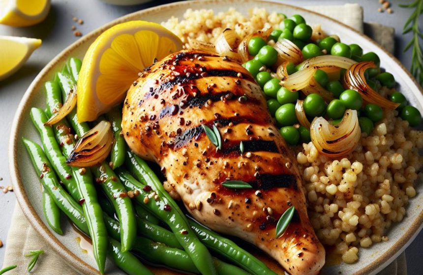Délice de Poulet Mariné aux Haricots Verts et Boulgour