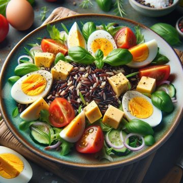 Salade Énergisante au Riz Sauvage et Œufs Durs