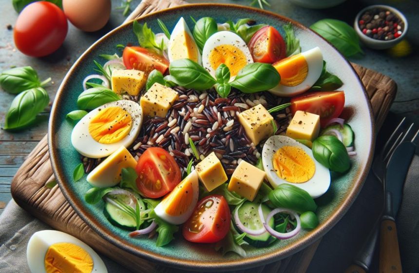 Salade Énergisante au Riz Sauvage et Œufs Durs