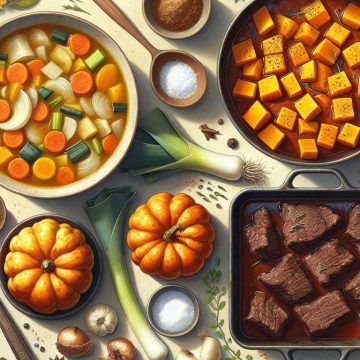 Délice Automnal : Soupe de Légumes, Potirons au Four, Bœuf en Sauce