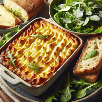 Délice de Hachis Parmentier avec Salade Verte et Pain Complet