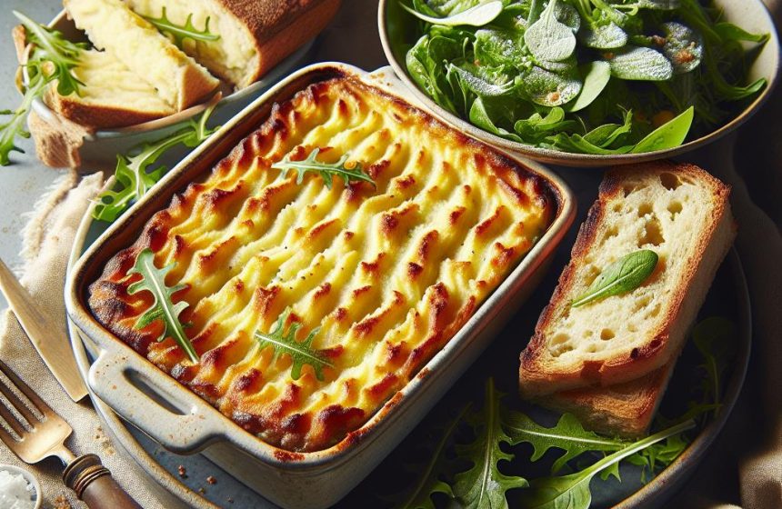 Délice de Hachis Parmentier avec Salade Verte et Pain Complet