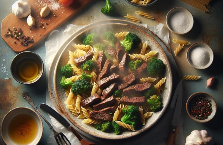 Pâtes au Bœuf Sauté et Brocolis