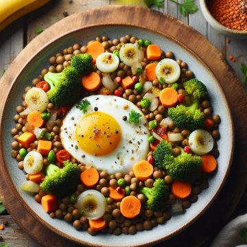 Délice de Lentilles aux Légumes et Œuf au Plat