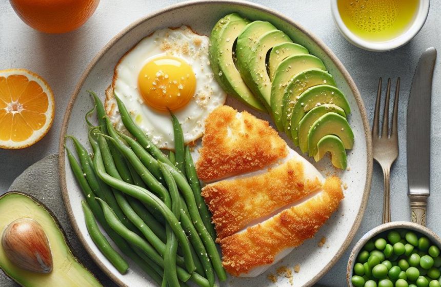 Délice de Poisson Pané Maison avec Haricots Verts et Avocat