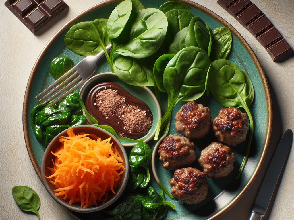 image-167 Boulettes de Viande aux Épinards et Carottes Râpées, accompagnées de Chocolat Noir