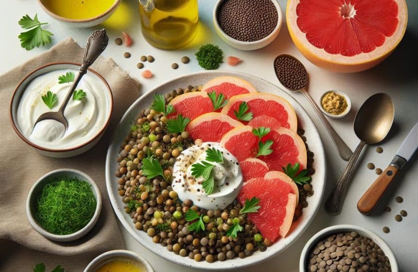 Salade de Lentilles au Pamplemousse et Yaourt