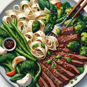 image-176 Boeuf Asiatique aux Pâtes Blanches et Légumes Verts