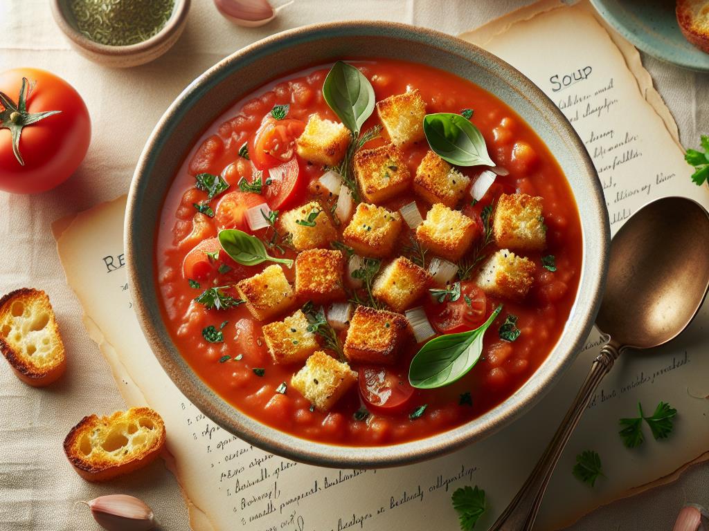 image-178 Soupe de Tomate avec Croûtons et Herbes Fraîches