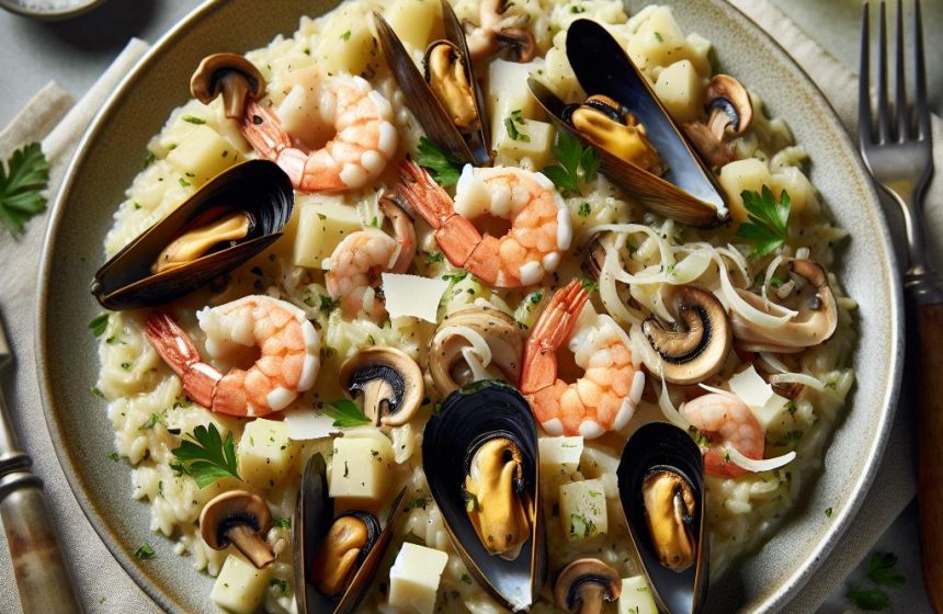 Risotto de Céleri Rave aux Fruits de Mer et Champignons