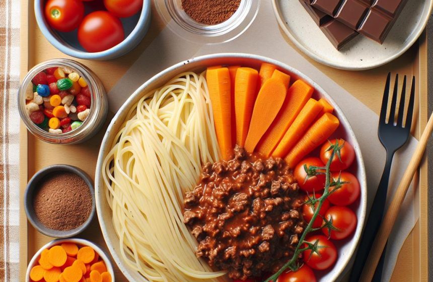 Spaghetti Complet à la Bolognaise et Carottes avec Chocolat Noir