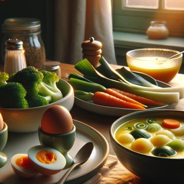 Œufs Durs avec Velouté de Légumes et Brocolis à la Vapeur