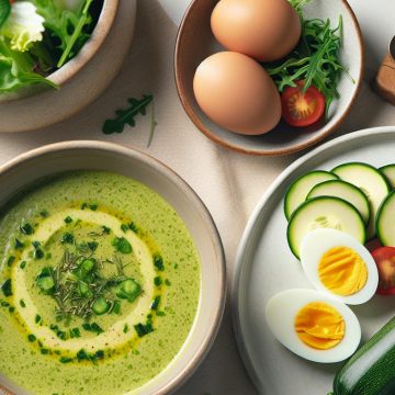 Velouté de Courgette avec Salade Verte et Œufs Durs