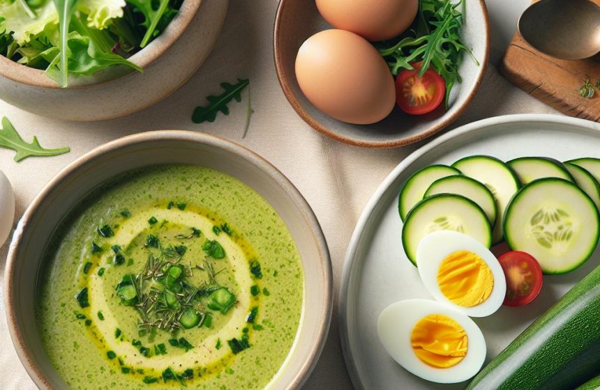 Velouté de Courgette avec Salade Verte et Œufs Durs