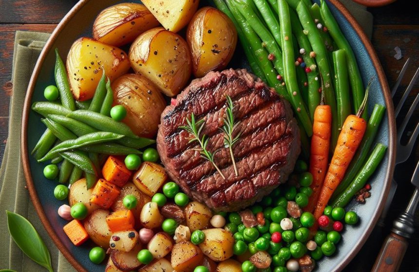 Délice de Steak Haché aux Légumes Rôtis