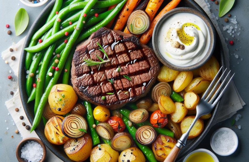 Tournedos Savoureux aux Légumes Rôtis et Sauce Légère