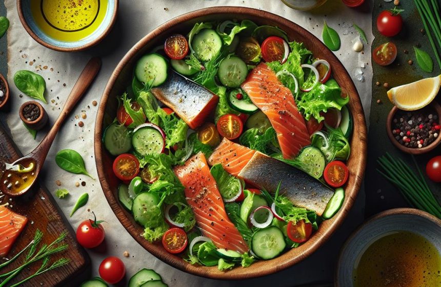 Salade de Truite Fumée et Légumes Croquants