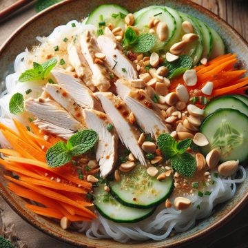 Nouilles de Riz au Poulet et Légumes Croquants