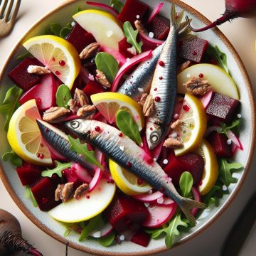 Salade de Betteraves Rouges, Poire et Sardines au Citron