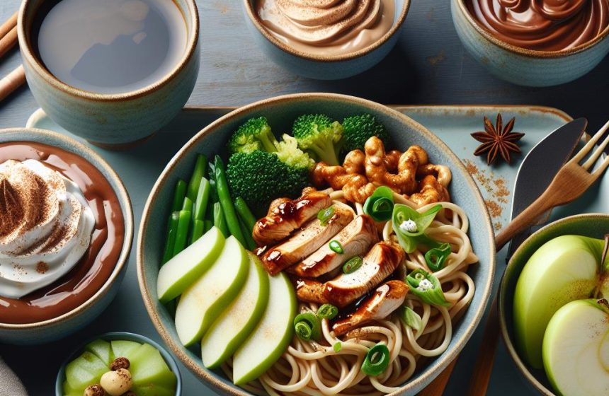 Délice Teriyaki aux Légumes Verts et Mousse Chocolatée