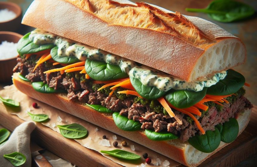 Sandwich Gourmand au Bœuf et Légumes Croquants