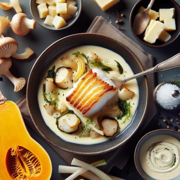 Délice de Cabillaud au Velouté de Butternut et Salsifis Beurre Blanc