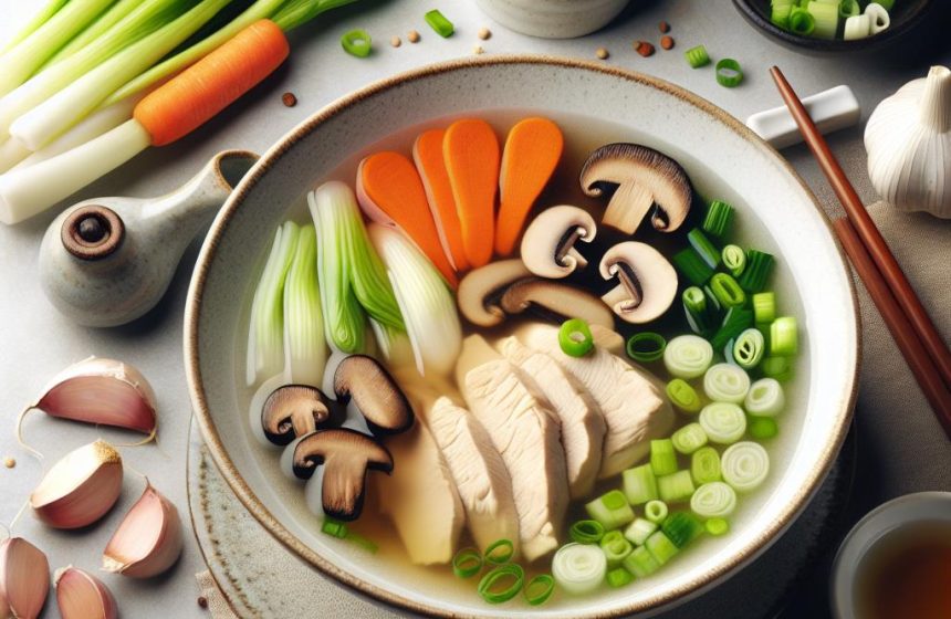 Soupe Chinoise Équilibrée au Poulet et Légumes