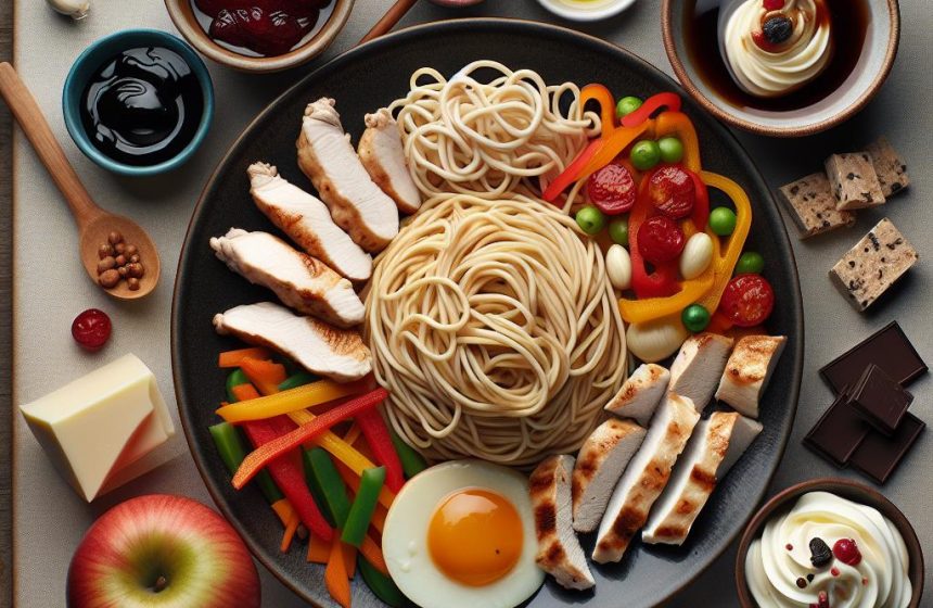 Délice de Nouilles Sautées au Poulet et Douceurs Gourmandes