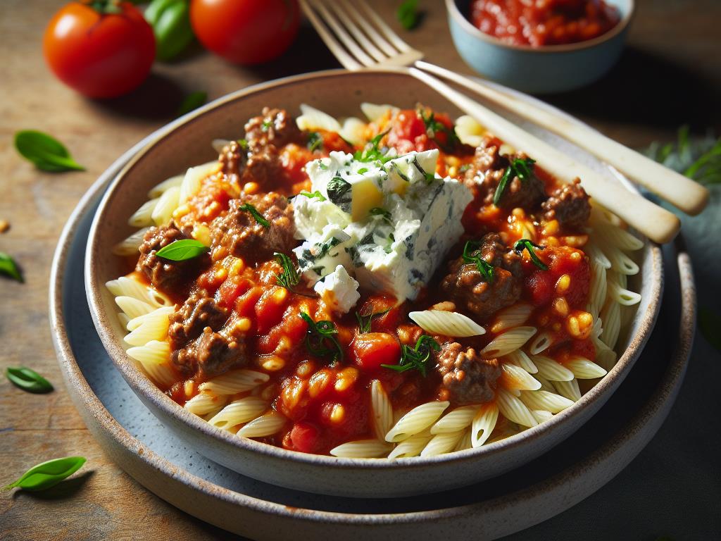 image-109 Orzo & Bœuf Haché en Sauce Pomodoro avec Fromage Frais aux Herbes