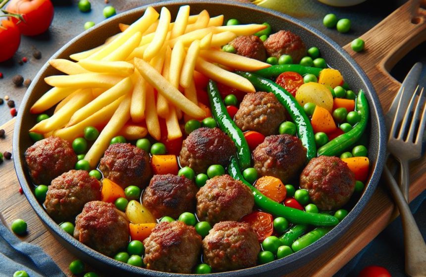 Boulettes de viande aux légumes et frites croustillantes