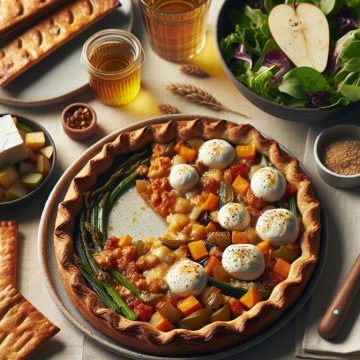 Tarte à la Ratatouille et Mozzarella avec Salade Verte