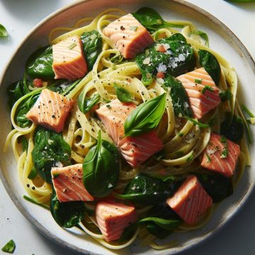 Linguine au Saumon et aux Épinards, Sauce Citron Basilic