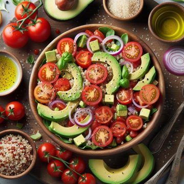 Salade de Tomates Fraîches à l’Avocat et Quinoa