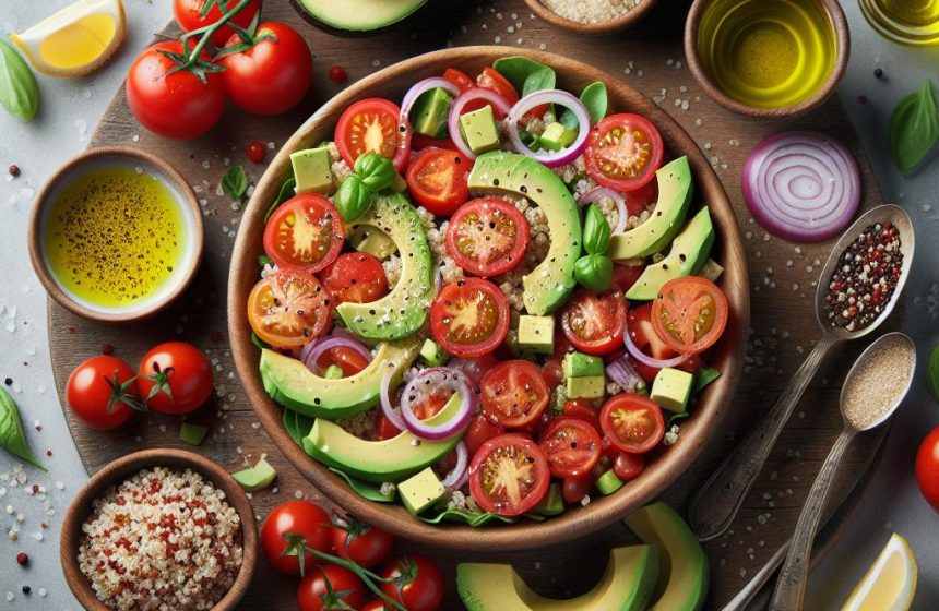Salade de Tomates Fraîches à l’Avocat et Quinoa