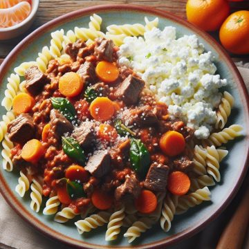 Pâtes à la Bolognaise Maison avec Fromage Blanc et Mandarine