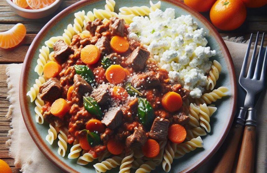 Pâtes à la Bolognaise Maison avec Fromage Blanc et Mandarine