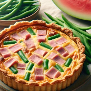 Quiche Jambon Sans Pâte Accompagnée de Haricots Verts et Pastèque