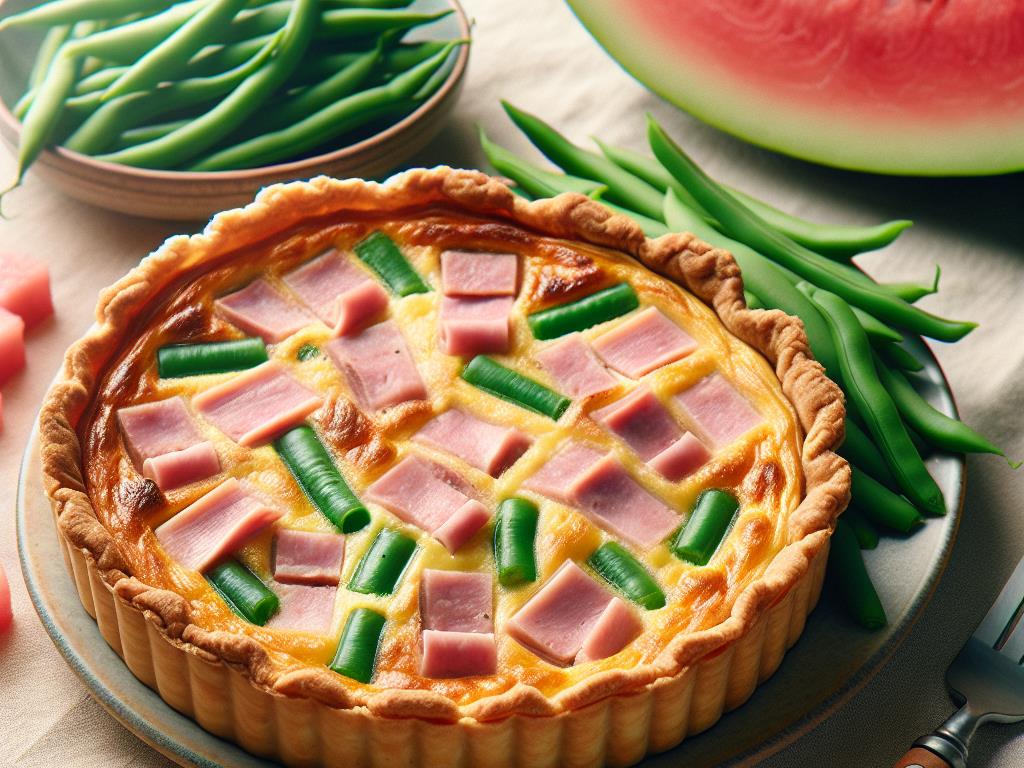 image-155 Quiche Jambon Sans Pâte Accompagnée de Haricots Verts et Pastèque