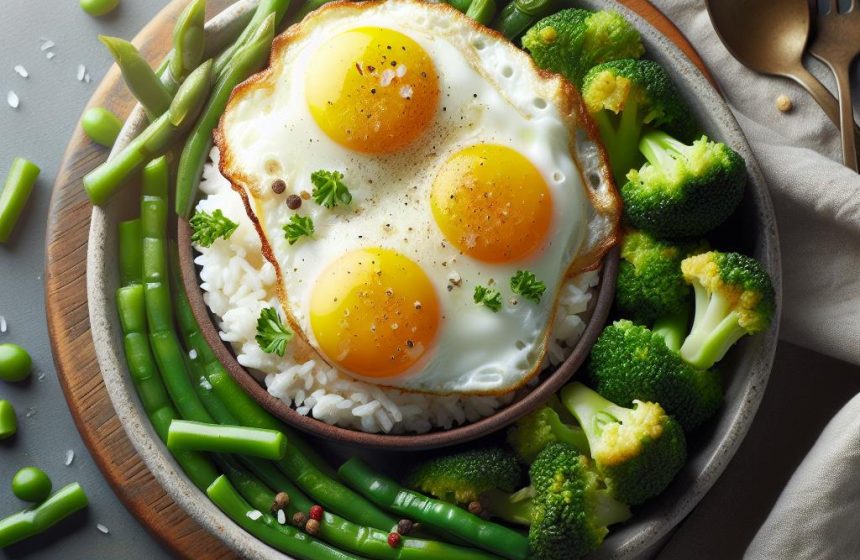 Œufs au Plat Gourmands avec Brocoli et Riz