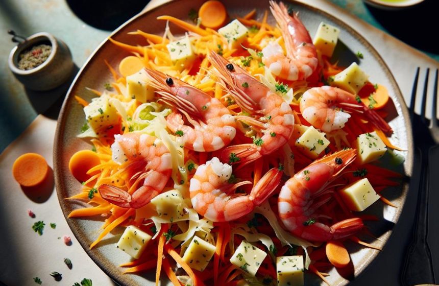 Salade de Crevettes Roses et Cousteron aux Carottes Râpées