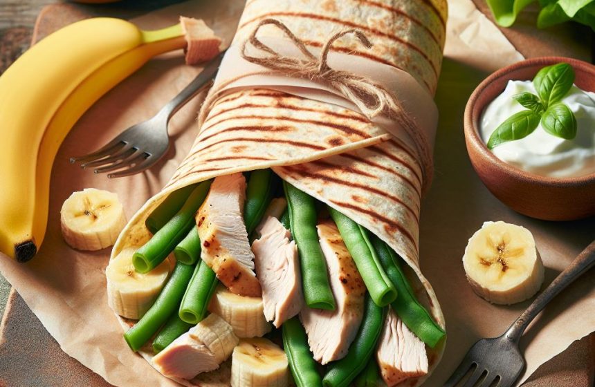 Wrap de Poulet aux Haricots Verts et Banane